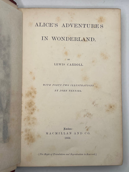 Alice's Adventures in Wonderland 1866 & Through the Looking Glass 1872; Fine First Editions in Original Cloth