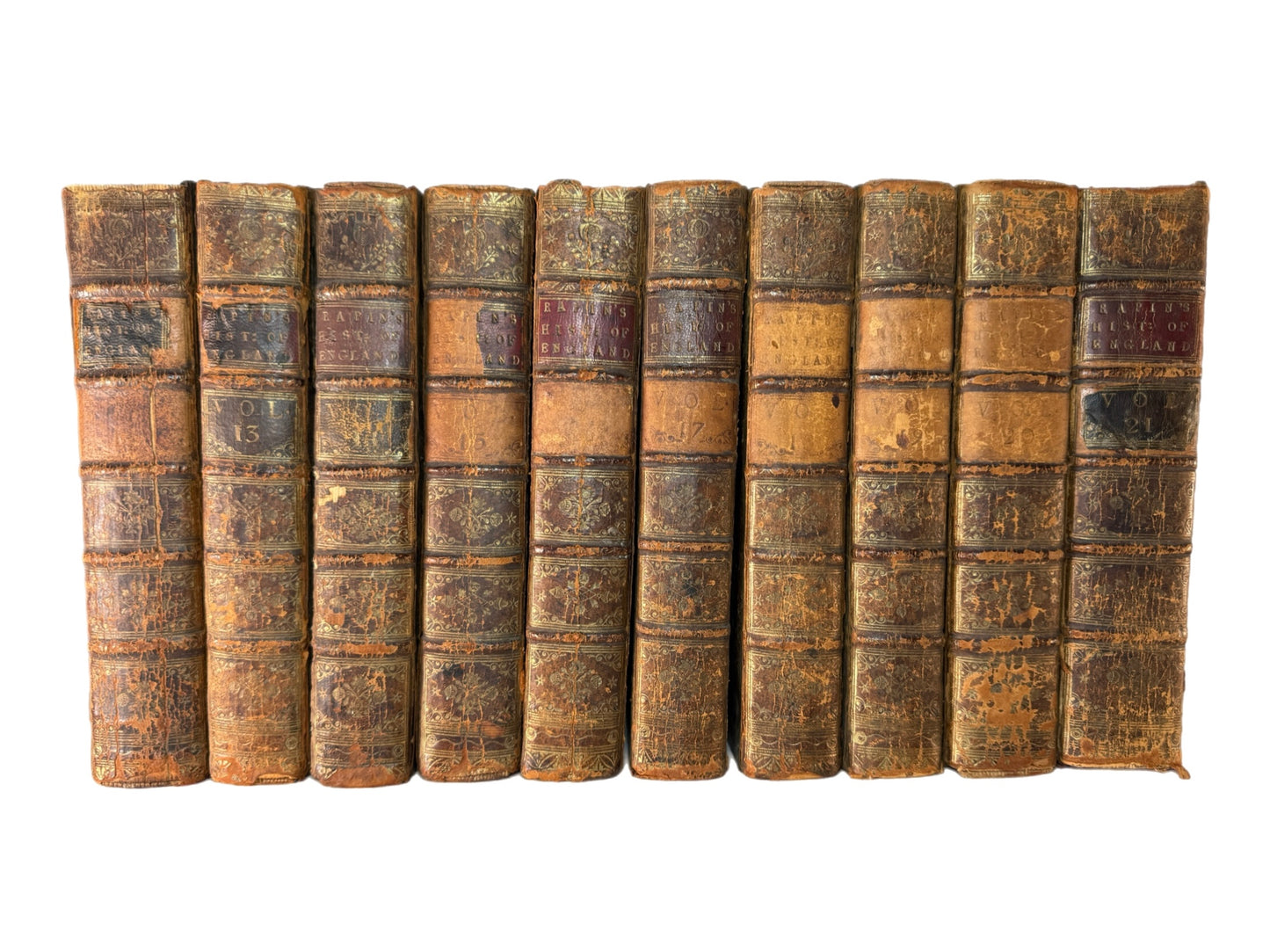 Rapin's History of England 1757 in Contemporary Bindings, 21 Volumes, Tindal Edition