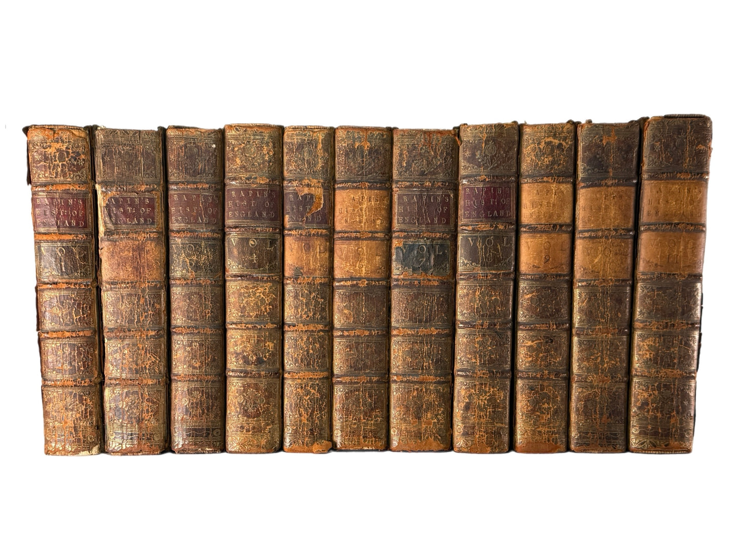 Rapin's History of England 1757 in Contemporary Bindings, 21 Volumes, Tindal Edition