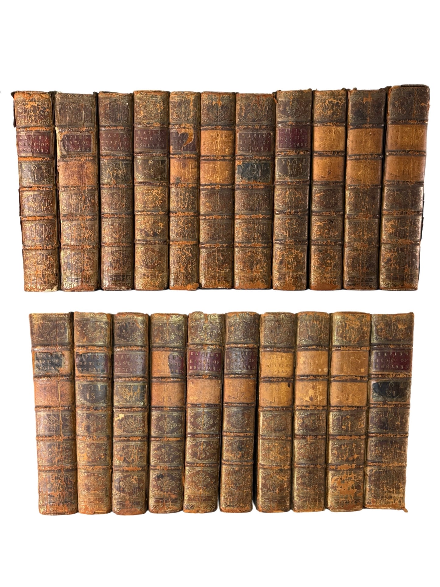 Rapin's History of England 1757 in Contemporary Bindings, 21 Volumes, Tindal Edition