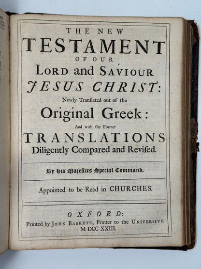 Antique King James Bible 1724 John Baskett