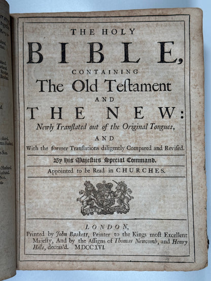 Antique King James Bible 1716-1717 John Baskett Extra-Illustrated