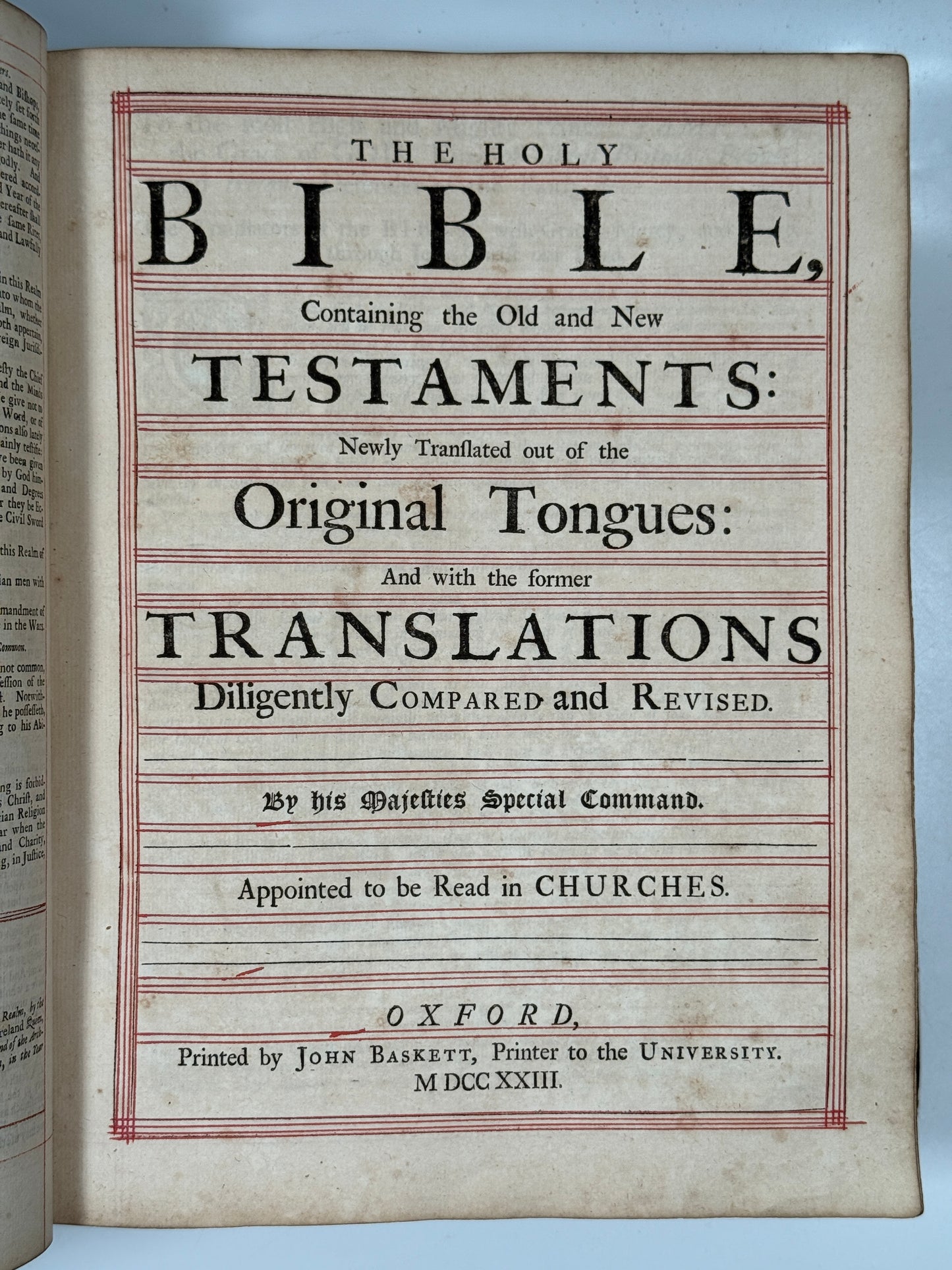 Antique King James Bible 1719-1723 John Baskett