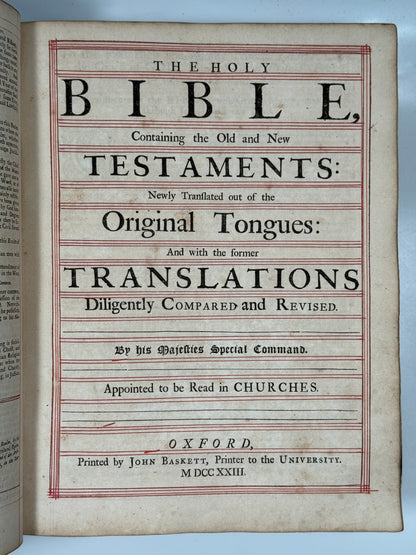 Antique King James Bible 1719-1723 John Baskett
