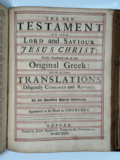 Antique King James Bible 1719-1723 John Baskett