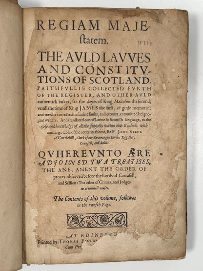 Regiam Majestatem 1609 First Edition