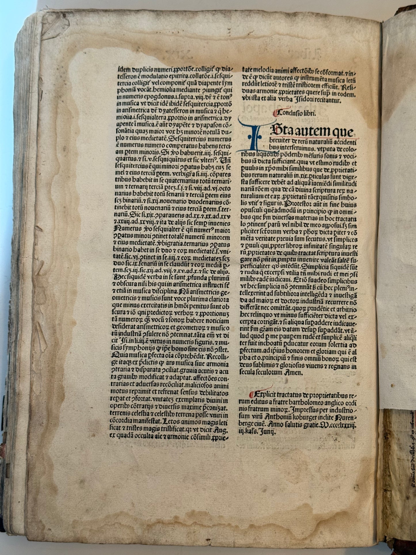 Bartholomaeus Anglicus' Encyclopaedia 1483 INCUNABLE Binding, Koberger