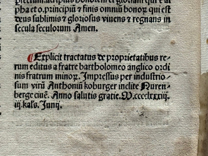 Bartholomaeus Anglicus' Encyclopaedia 1483 INCUNABLE Binding, Koberger