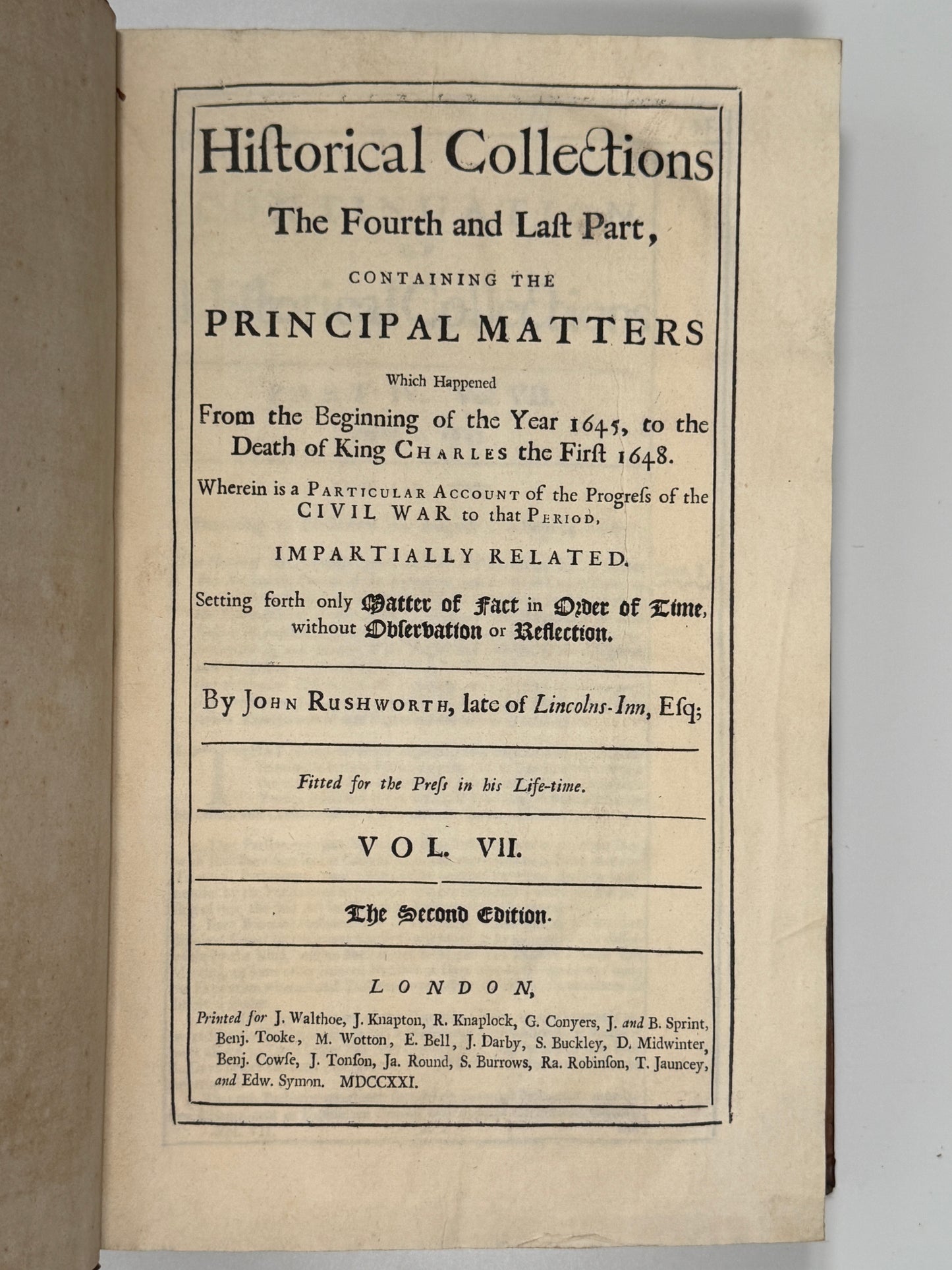 John Rushworth's Historical Collections 1721