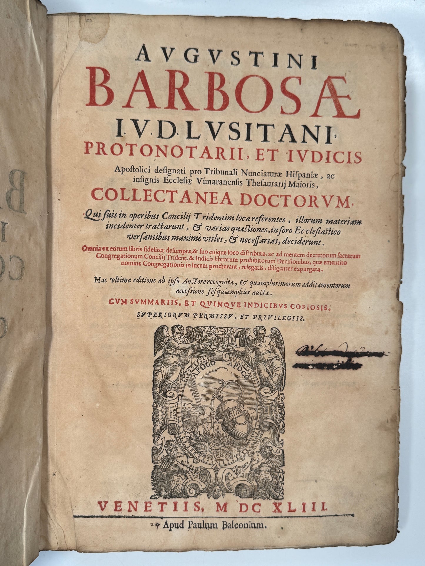 Catholic Theology, Council of Trent by Augustinus Barbosa 1643