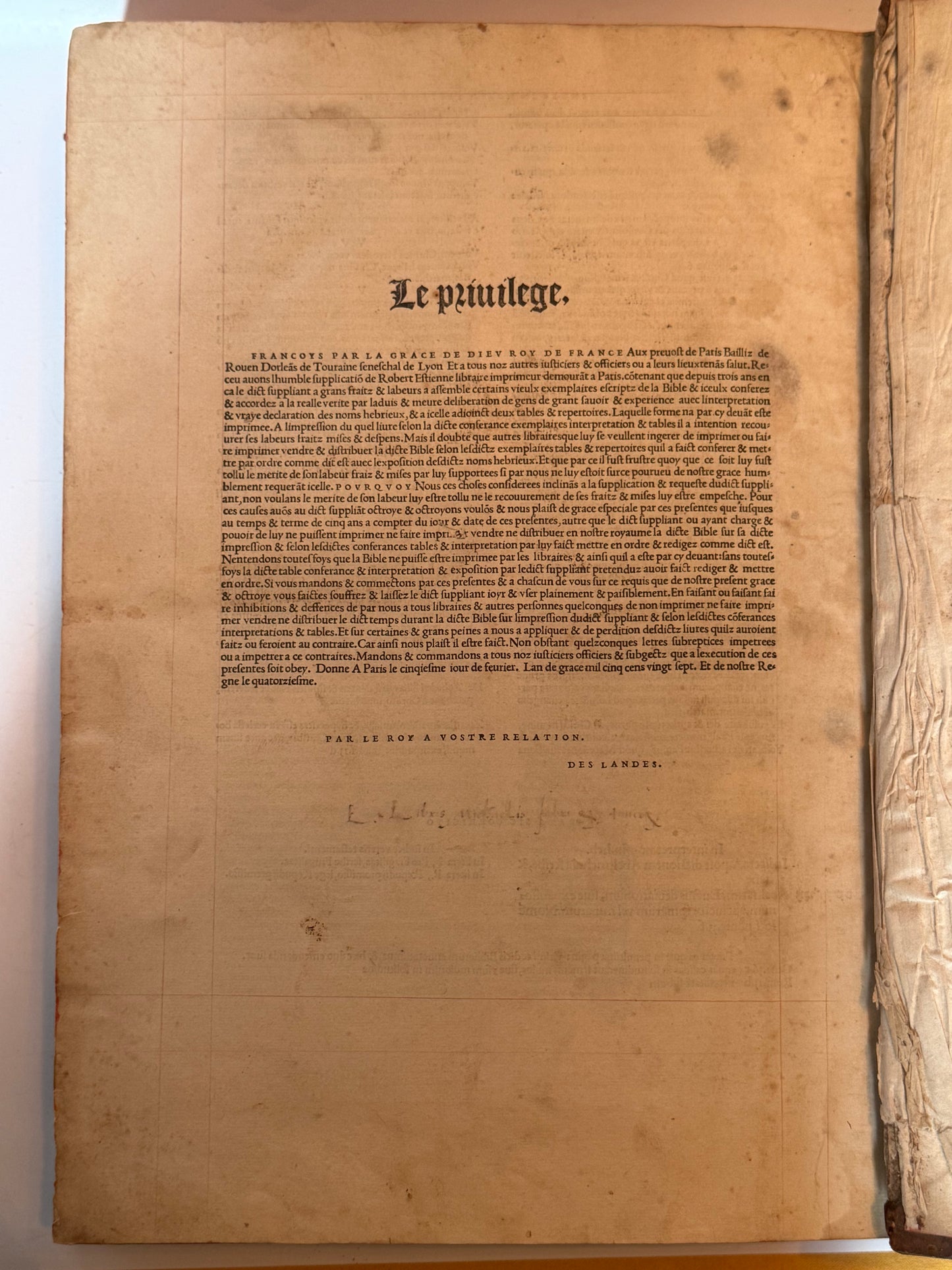 Antique Bible 1528 Estienne First Edition, Vulgate, Hand-Coloured
