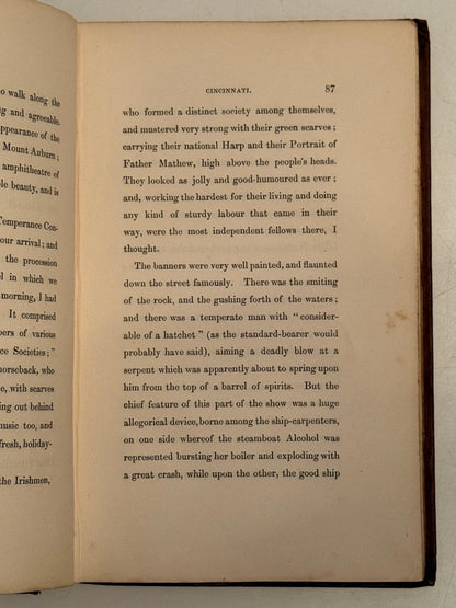 American Notes by Charles Dickens 1842 Original Cloth, Third Edition