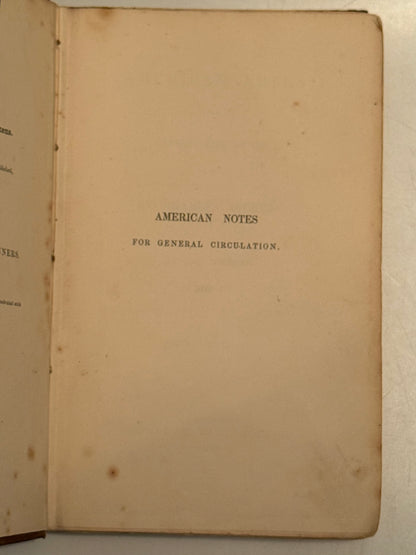 American Notes by Charles Dickens 1842 Original Cloth, Third Edition