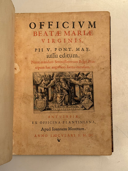 Royal Plantin Book of Hours 1600 First Edition in an English Binding