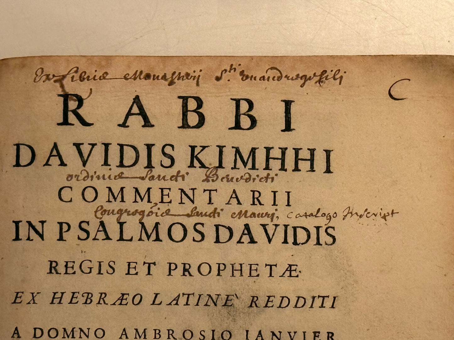 Rabbi David Kimhi's Commentary on the Psalms 1666 Maurist Provenance