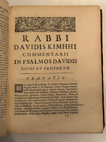 Rabbi David Kimhi's Commentary on the Psalms 1666 Maurist Provenance