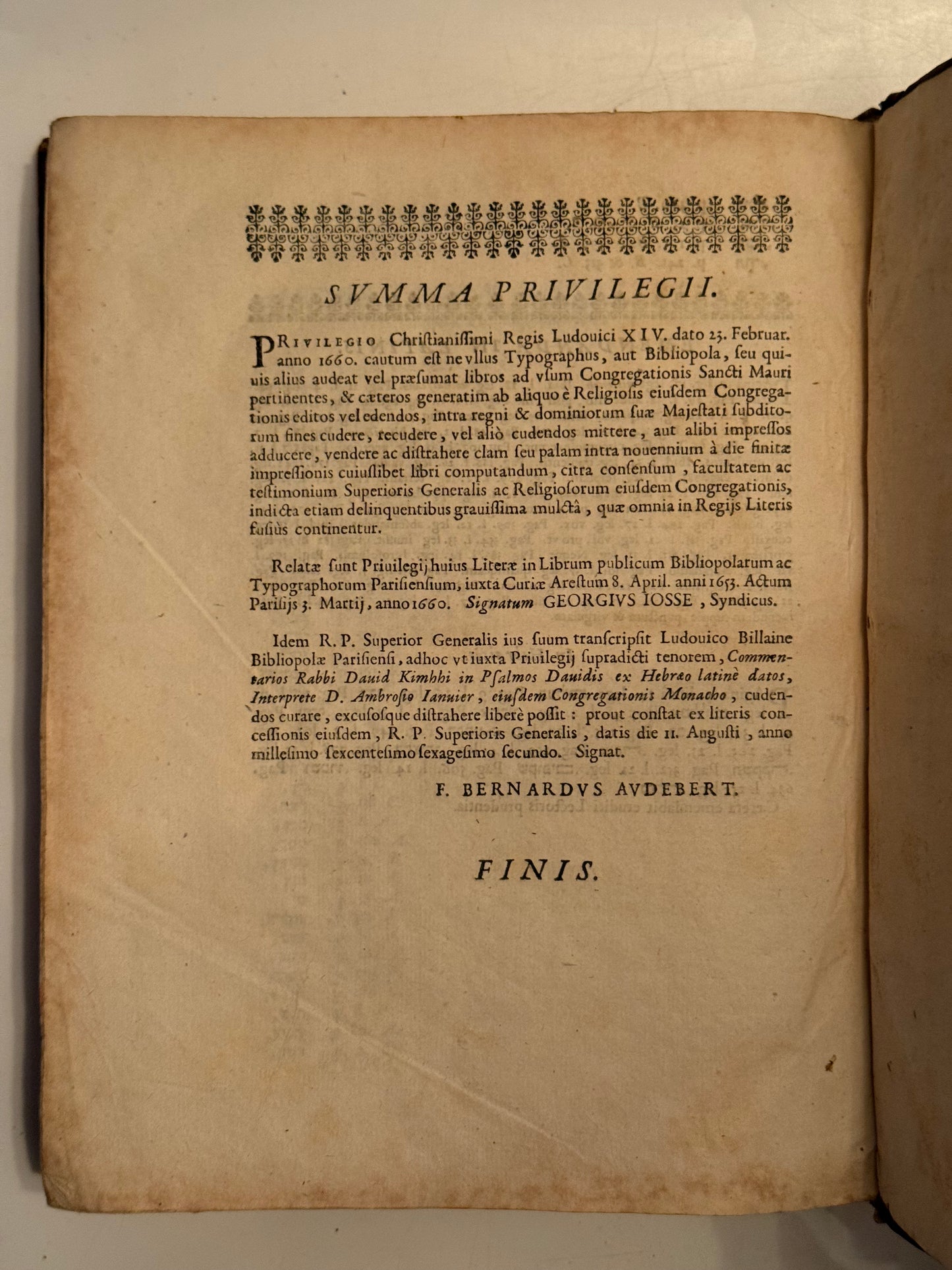 Rabbi David Kimhi's Commentary on the Psalms 1666 Maurist Provenance
