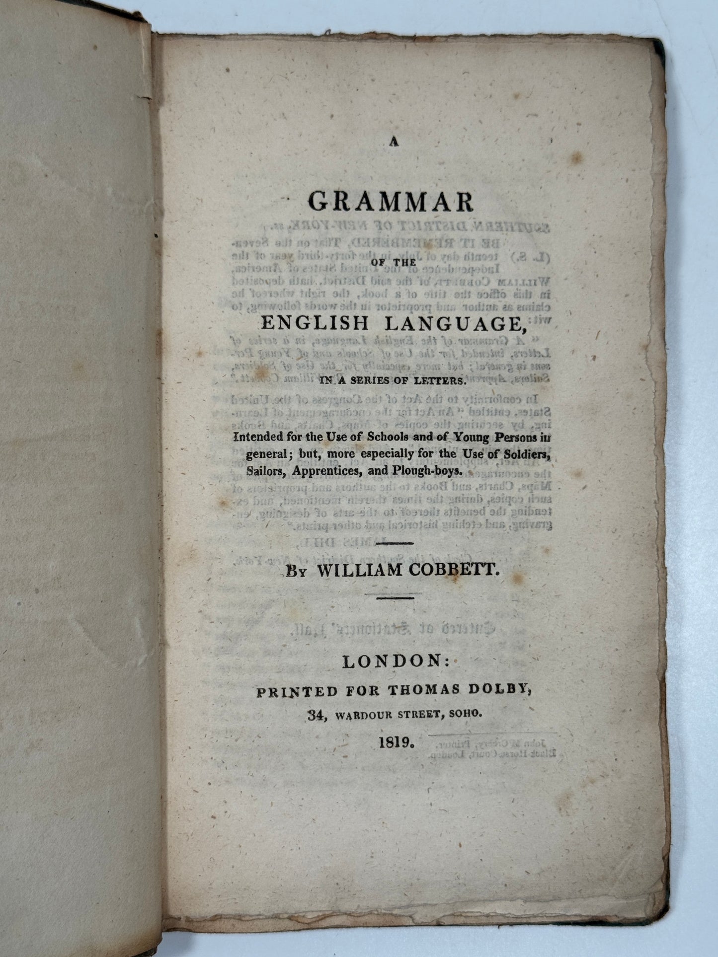 A Grammar of the English Language 1819 William Cobbett