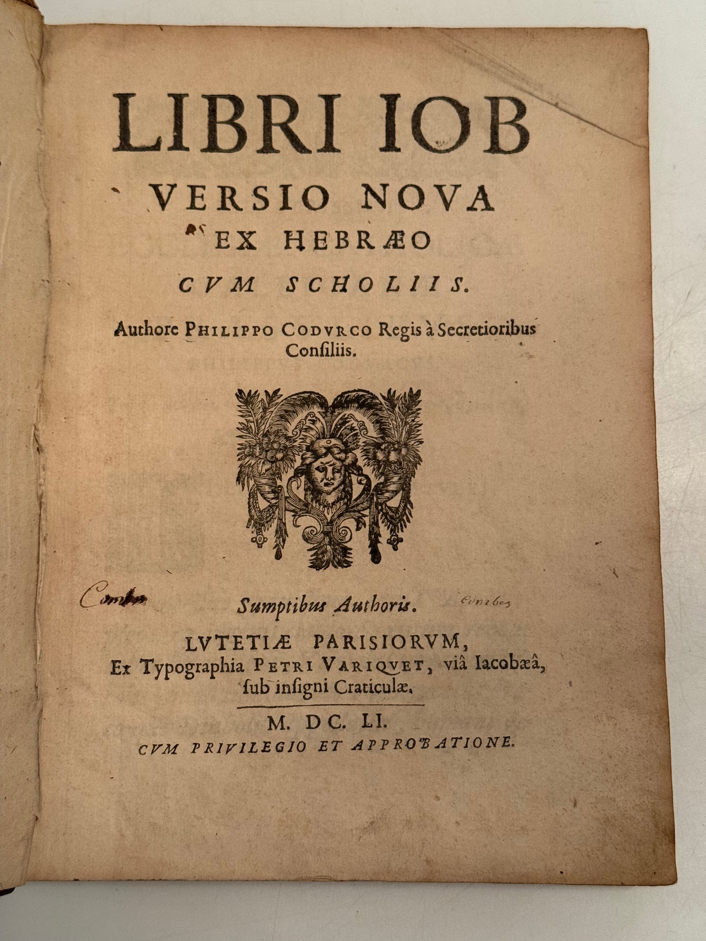 Philippe Codurc on Job 1651 First Edition