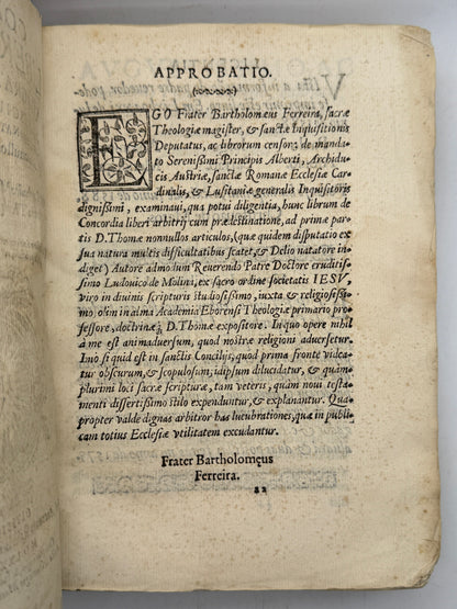 Luis de Molina's Concordia 1588 First Edition