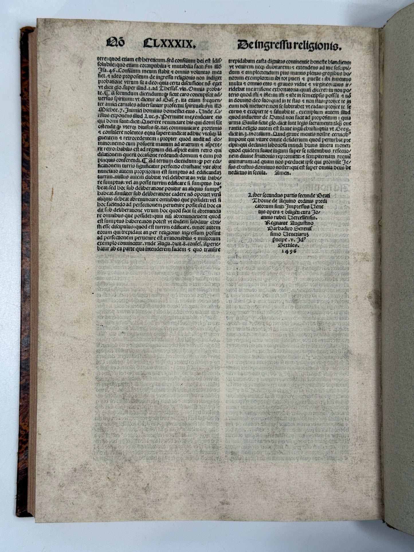 Summa Theologica by Thomas Aquinas 1496