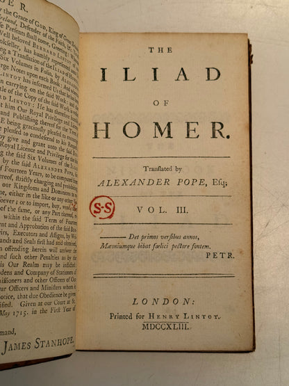 Homer's Iliad 1743 Illustrated Alexander Pope Edition