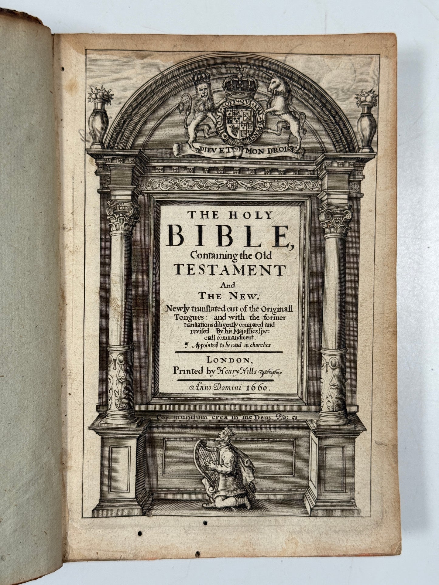Antique King James Bible 1660 Henry Hills Edition w/Concordance 1652