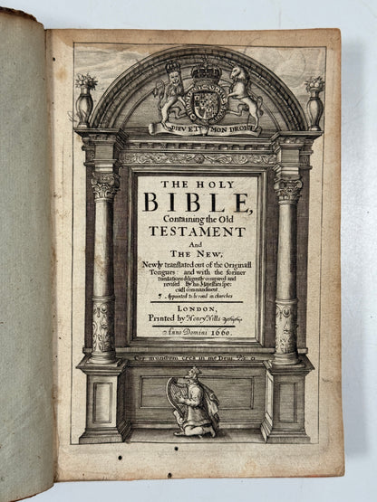 Antique King James Bible 1660 Henry Hills Edition w/Concordance 1652