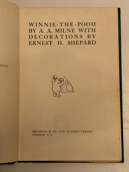 Winnie the Pooh by A.A Milne 1926 FIRST EDITION FIRST IMPRESSION in 1st State DJ