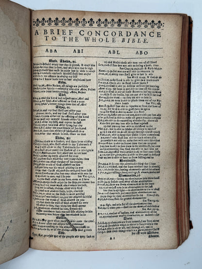 Antique King James Bible 1660 Henry Hills Edition w/Concordance 1652