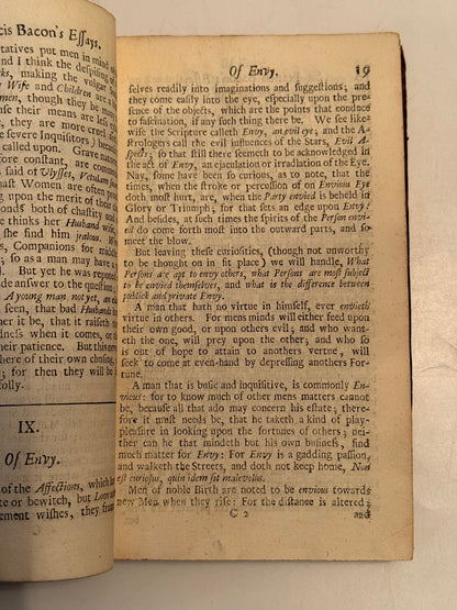 The Essays of Francis Bacon 1701
