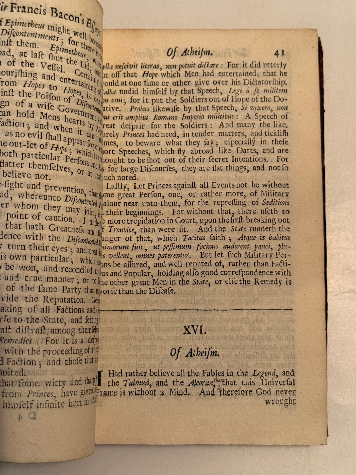 The Essays of Francis Bacon 1701