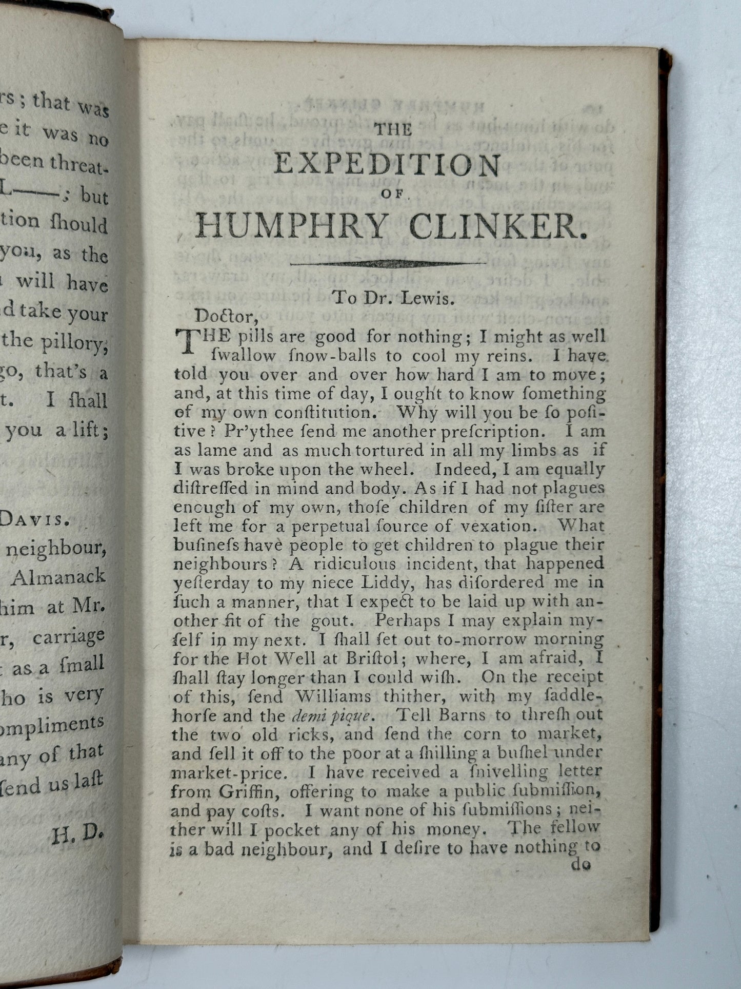 The Expedition of Humphry Clinker by Tobias Smollett c.1790