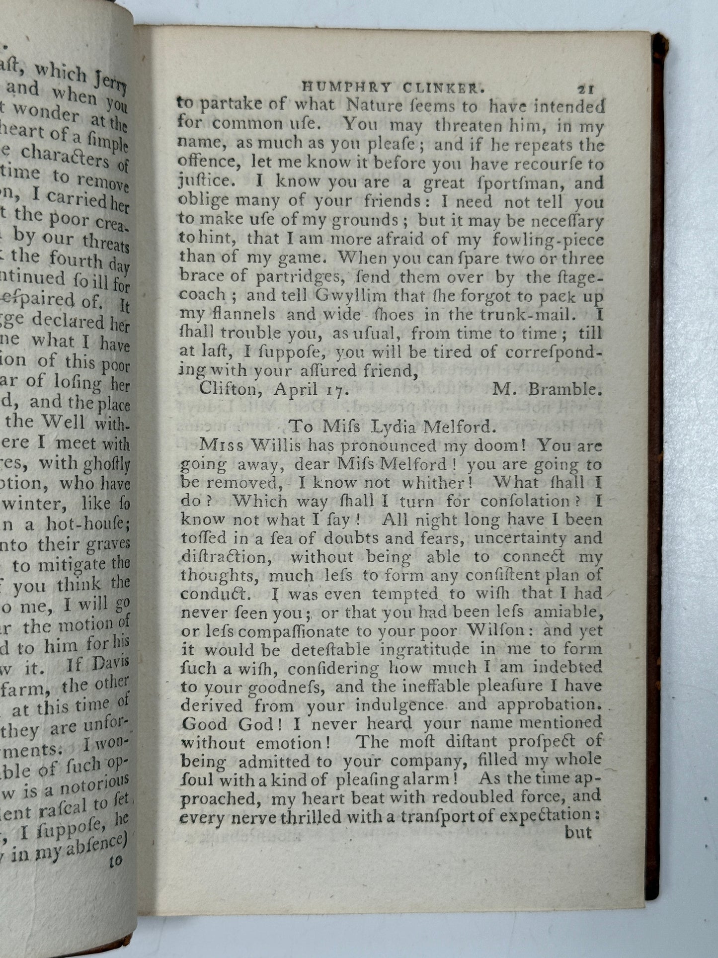 The Expedition of Humphry Clinker by Tobias Smollett c.1790