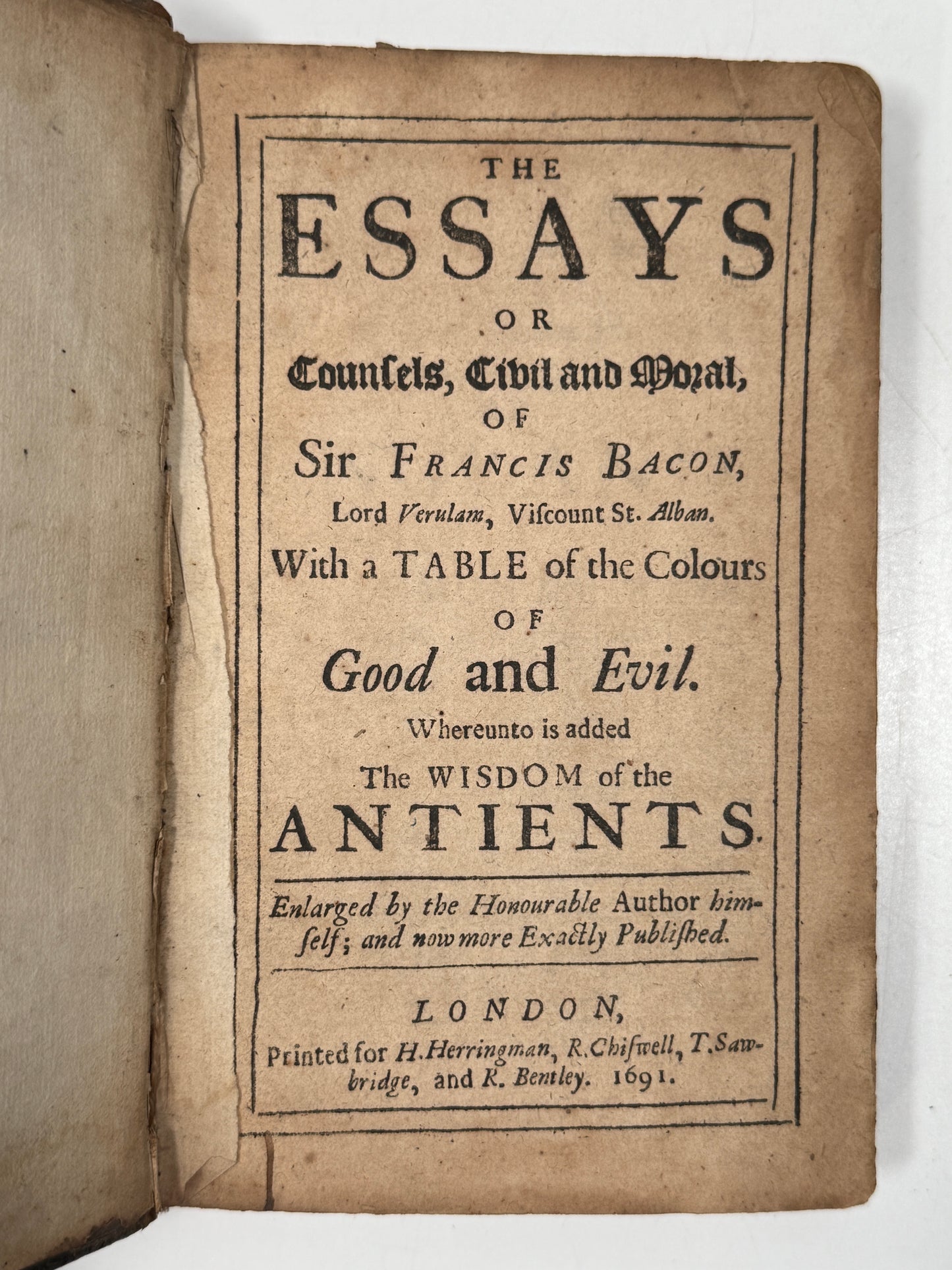 The Essays of Sir Francis Bacon 1691