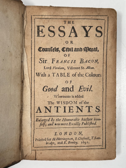 The Essays of Sir Francis Bacon 1691