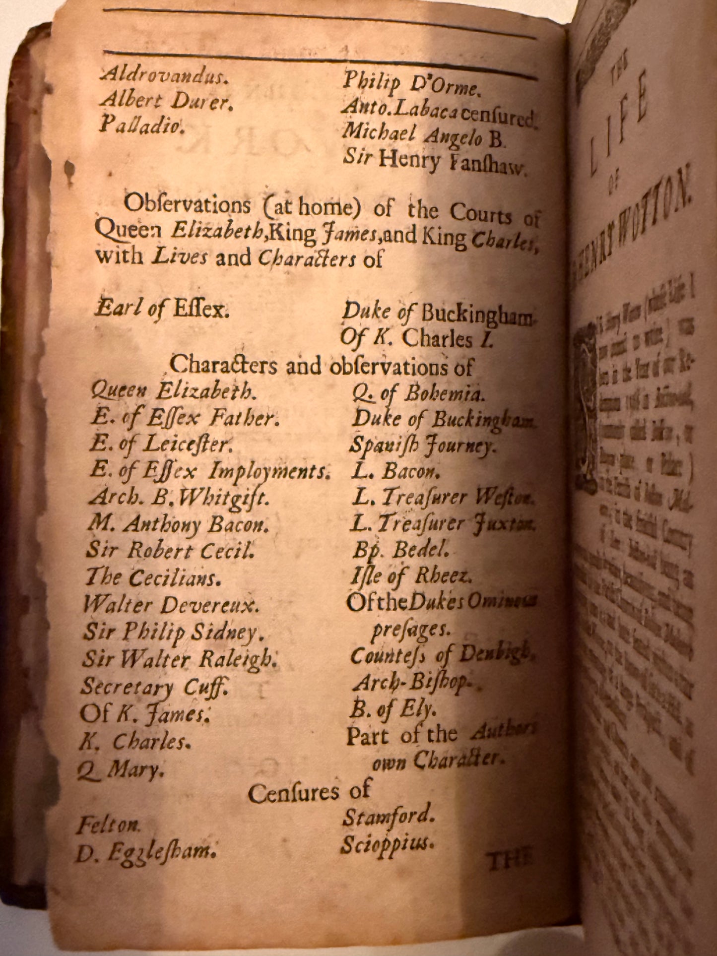 Sir Henry Wotton's Characters 1685