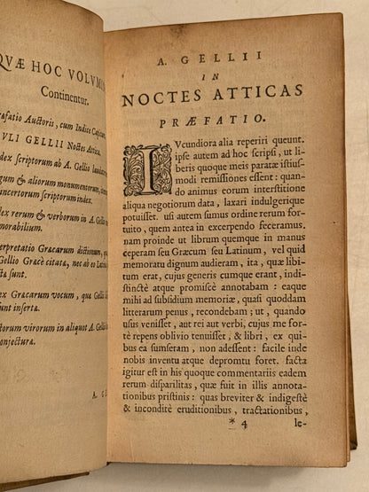Aulus Gellius' Attic Nights 1651 Elzevir Press First Edition Thus