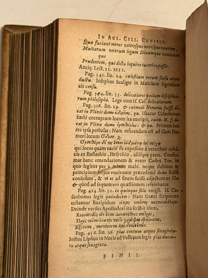 Aulus Gellius' Attic Nights 1651 Elzevir Press First Edition Thus