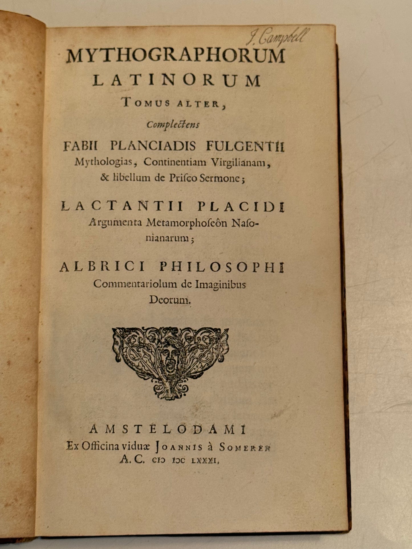Mythographi Latini 1681 First Edition