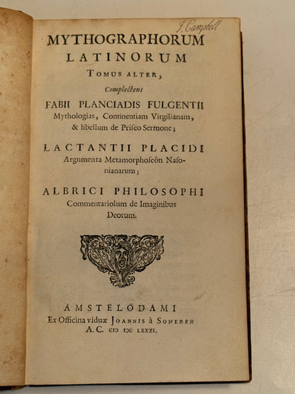 Mythographi Latini 1681 First Edition