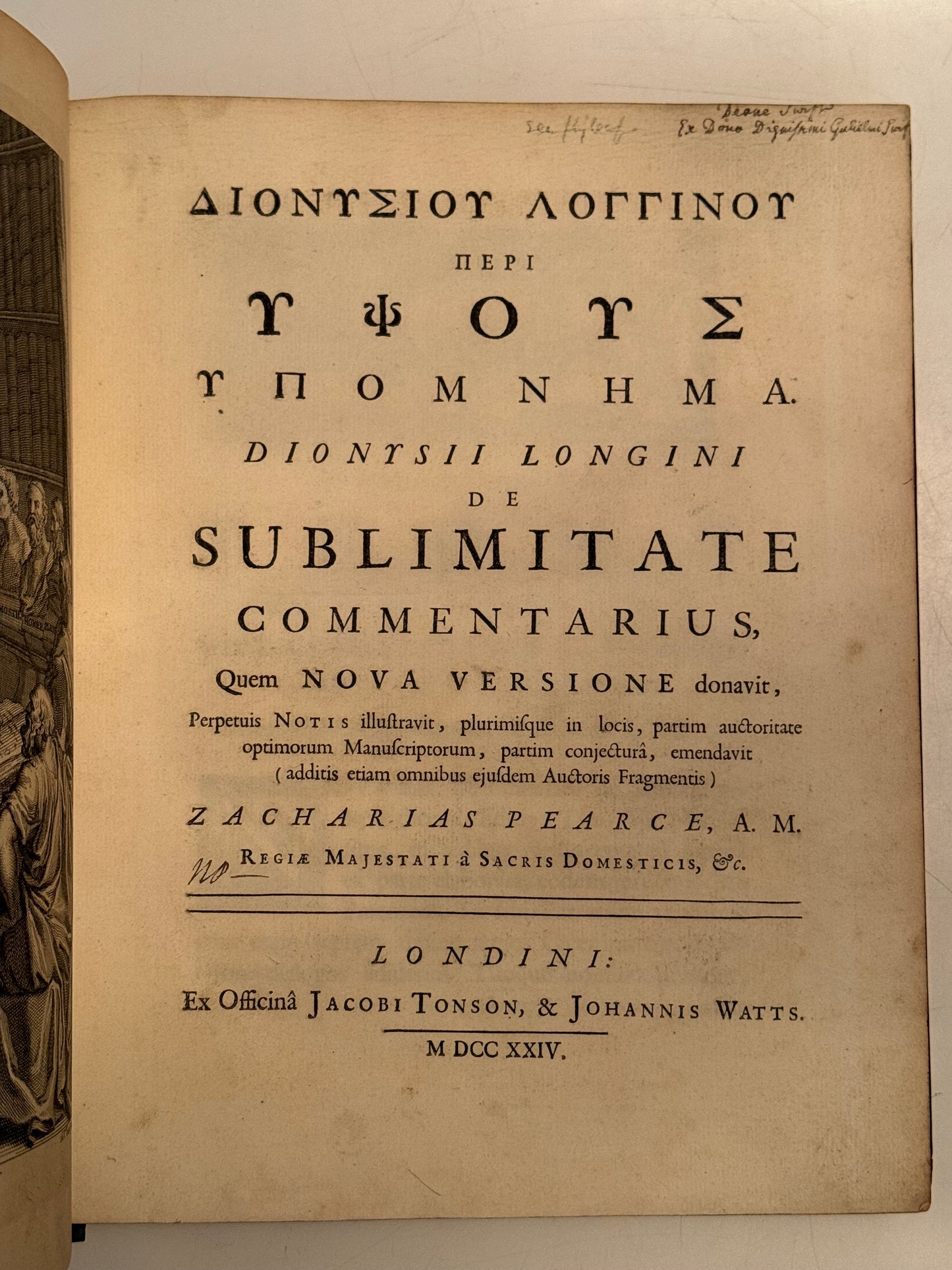 Longinus' De Sublimatate 1724 Tonson First Edition