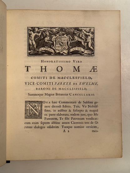 Longinus' De Sublimatate 1724 Tonson First Edition