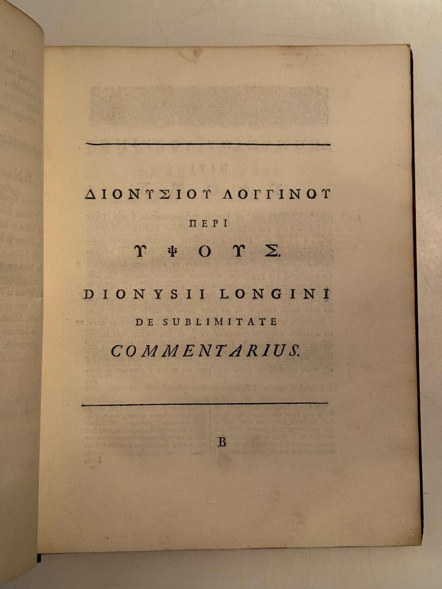 Longinus' De Sublimatate 1724 Tonson First Edition