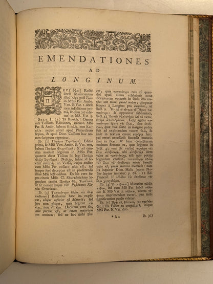 Longinus' De Sublimatate 1724 Tonson First Edition