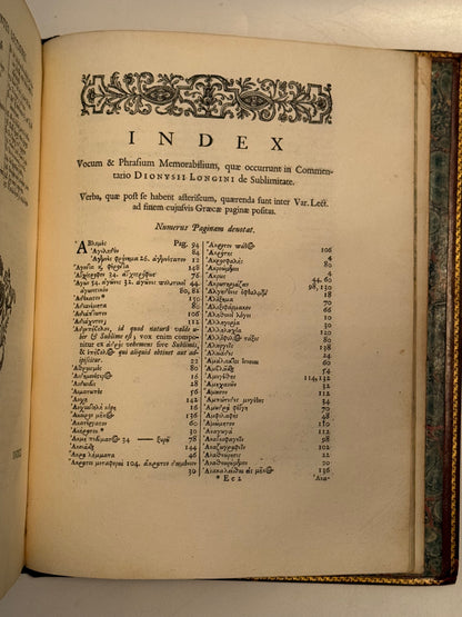 Longinus' De Sublimatate 1724 Tonson First Edition