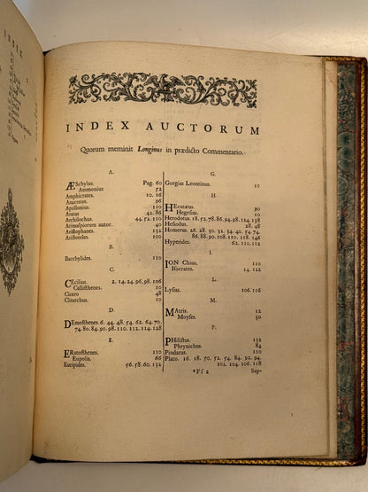 Longinus' De Sublimatate 1724 Tonson First Edition