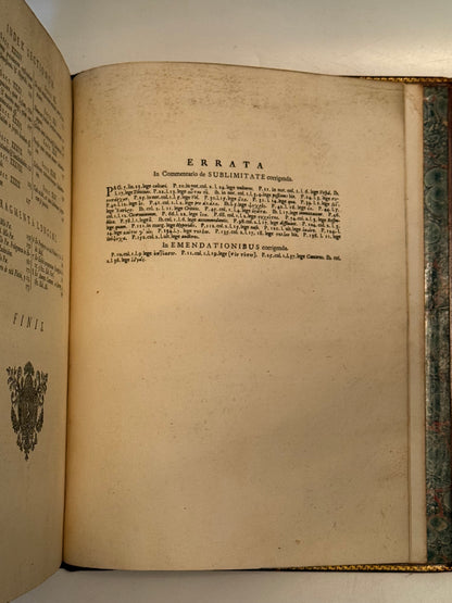 Longinus' De Sublimatate 1724 Tonson First Edition