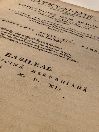 The Works of Thucydides 1540 Post-Incunable