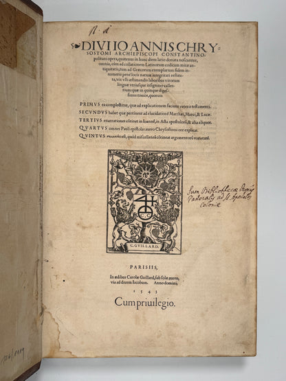 John Chrysostom Opera Omnia 1543